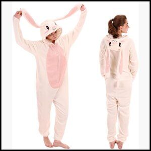 Flannel Rabbit Onesie Pajamas, Hooded One-Piece Sleepwear